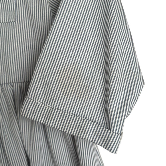Teela Denim Pinstripe Tiered Dress Girls 12 Button Down Collared Knee Length - Picture 7 of 8